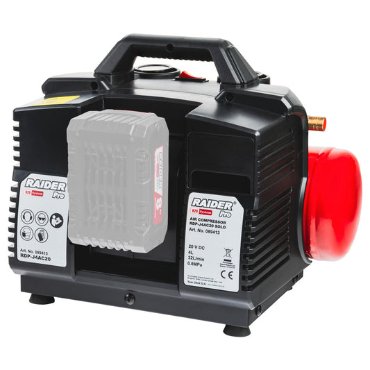 Raider R20 Compresor aer 20V cu butelie de 4L 32L/min 8bar SOLO RDP-J4AC20