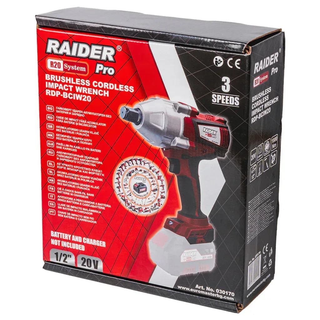 Raider R20 Masina insurubat cu impact 20V 1/2" 1800Nm SOLO RDP-BCIW20 - 221.ro