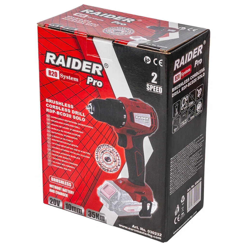 Raider R20 Masina de gaurit si insurubat 20V, SOLO, 35Nm, 10mm, RDP-BCD20 - 221.ro