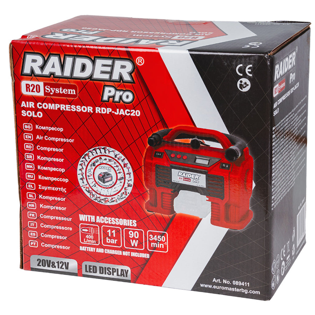 Raider R20 Compresor aer 20V & 12V 11 bari Display LED SOLO RDP-JAC20