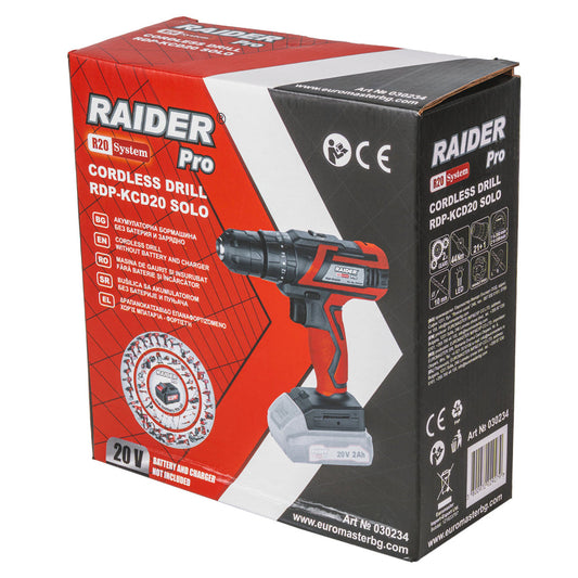 Raider R20 Masina de gaurit si insurubat 20V, SOLO, 44Nm, 10mm, RDP-KCD20