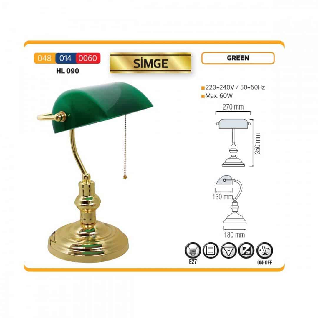 Lampa pentru birou, E27, max 60W, HL090, HORO, verde / 048-014-0060