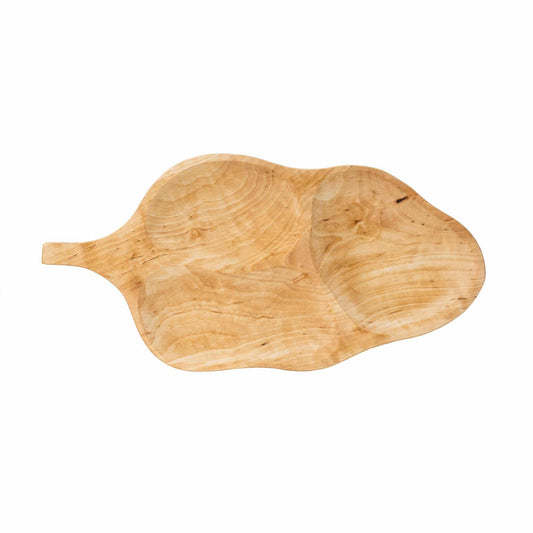 Platou pentru servire, din lemn de arin, in forma de frunza, 52x26cm / 1039 - 221.ro
