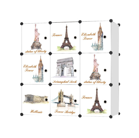 Dulap tip Soldat, Monuments Style, Alb, 9 Usi