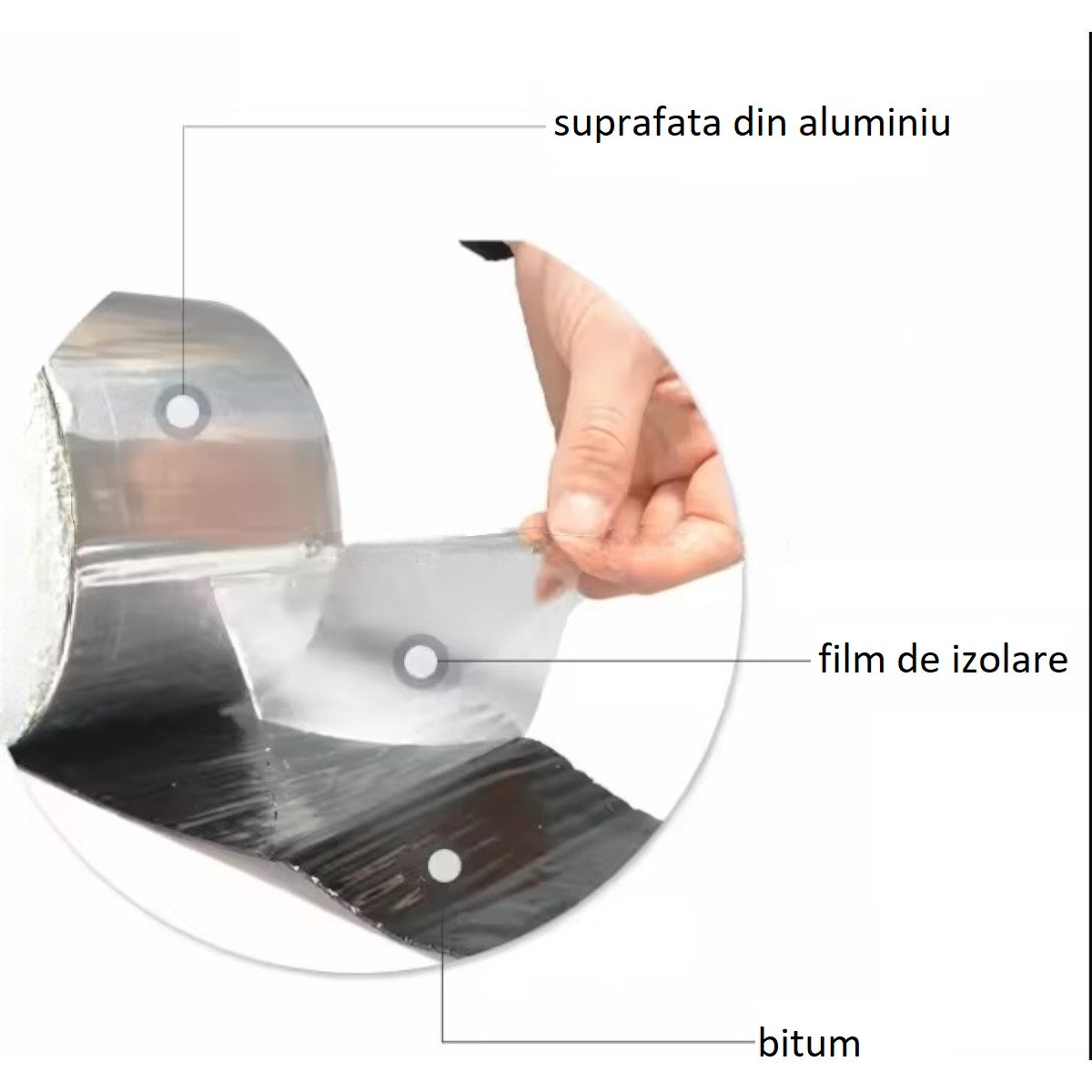 Banda adeziva de aluminiu, impermeabila, izolatoare, Naimeed D6461, 10mx5cmx1mm