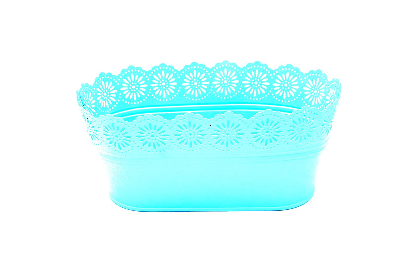 Vas decor din metal, bleu, D2602