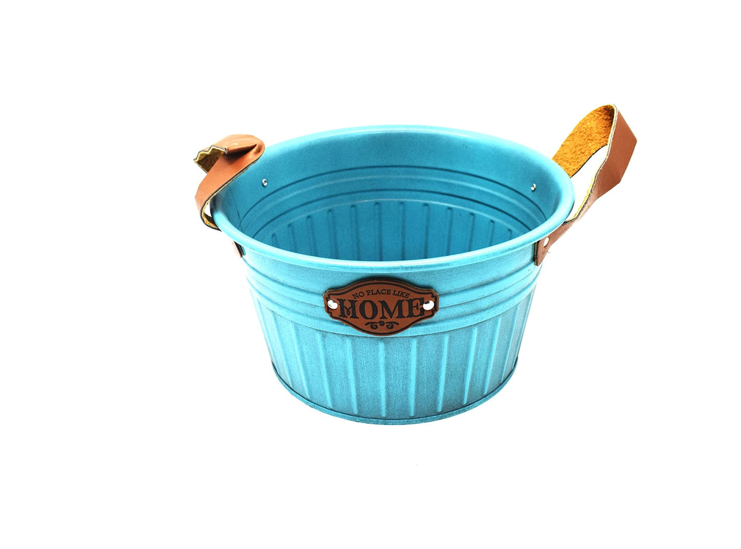 Vas decor din metal, cu maner , albastra, D2605