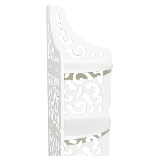 Etajera de colt cu 3 rafturi, Naimeed D127 PVC, culoare Alb, 59.5 x 17 cm