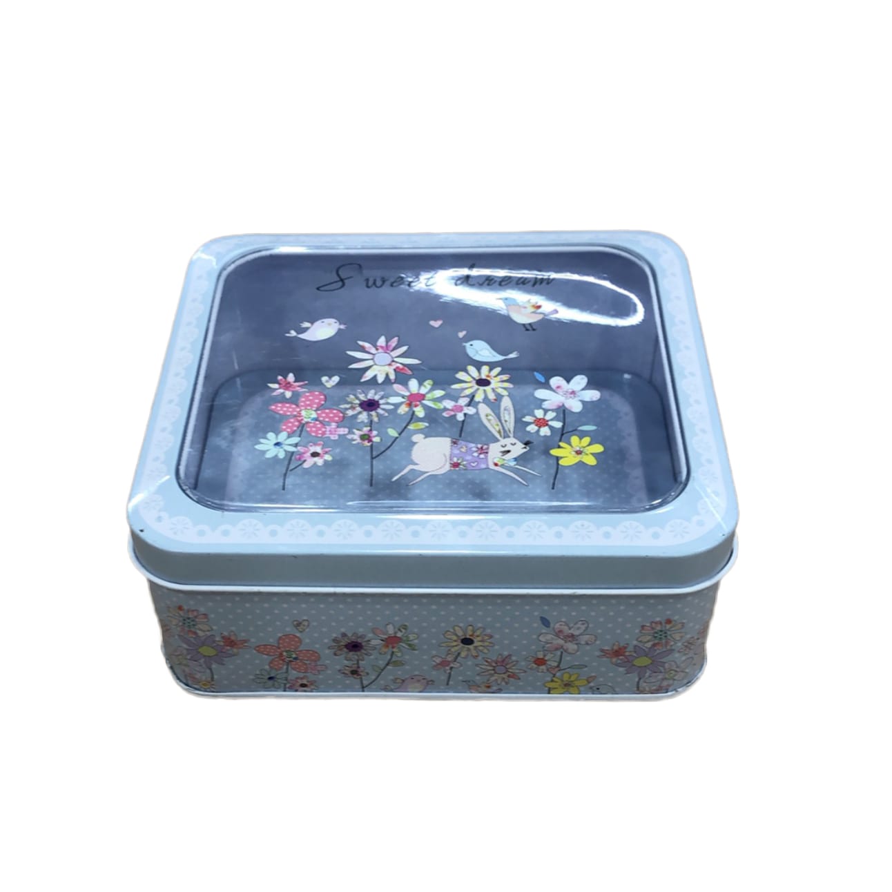Cutie metalica cu capac transparent pentru decor/depozitare, Naimeed D2633 Cookies, Multicolor, 14 x 12 x 6 cm - 221.ro