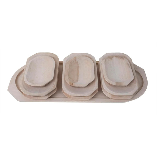Set 10 platouri din lemn pentru servire, 60x26x2.5cm / 1450 - 221.ro