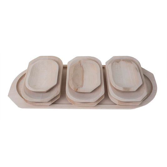 Set 10 platouri din lemn pentru servire, 60x26x2.5cm / 1450