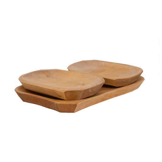 Set 3 platouri din lemn pentru servire, 38x22x2.5cm / 1451