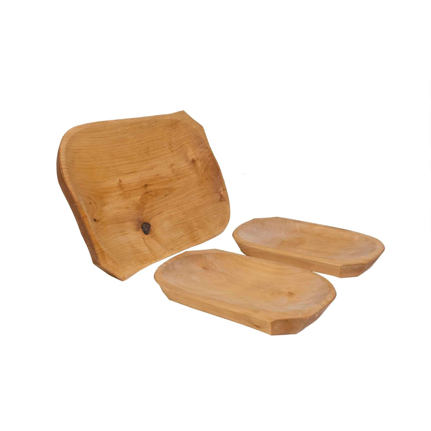 Set 3 platouri din lemn pentru servire, 38x22x2.5cm / 1451 - 221.ro