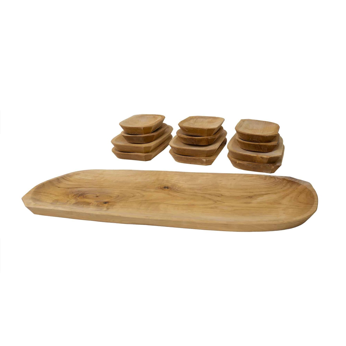 Set 13 platouri din lemn de arin pentru servire, 60x24x2.5cm / 1463 - 221.ro