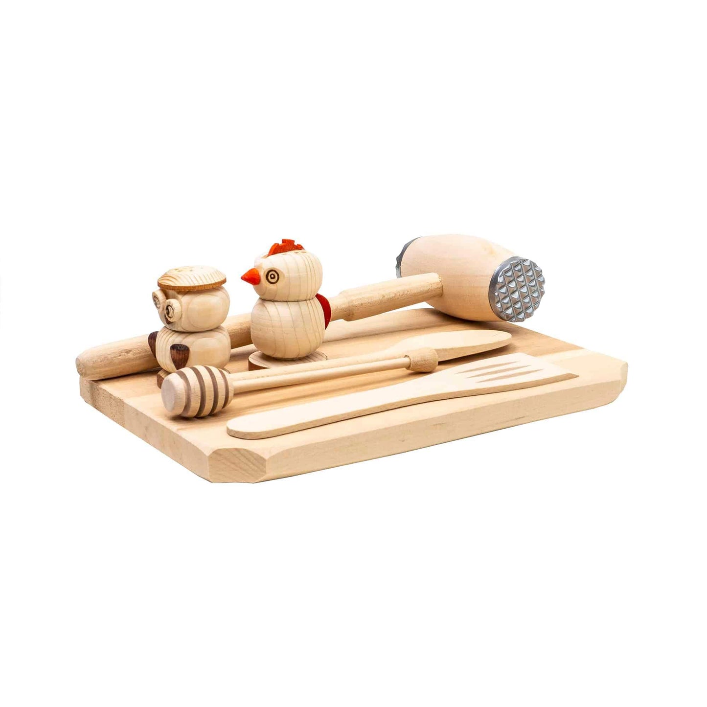 Set tocator dreptunghiular din lemn de fag, 7 piese, 30x20x2cm / 1512 - 221.ro