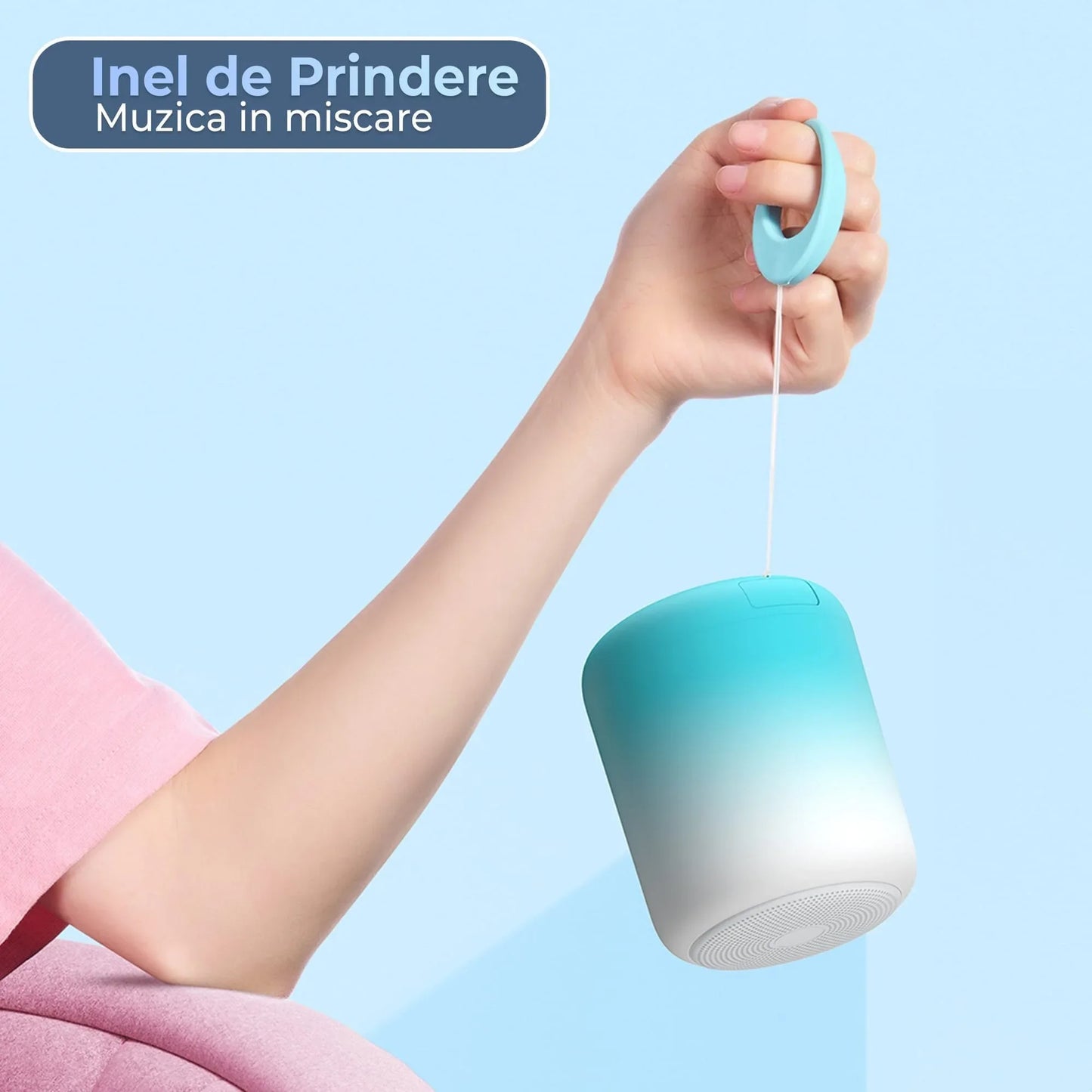 Boxa portabila cu lumini RGB, Bluetooth, Sunet surround 360, 1200mah, Negru