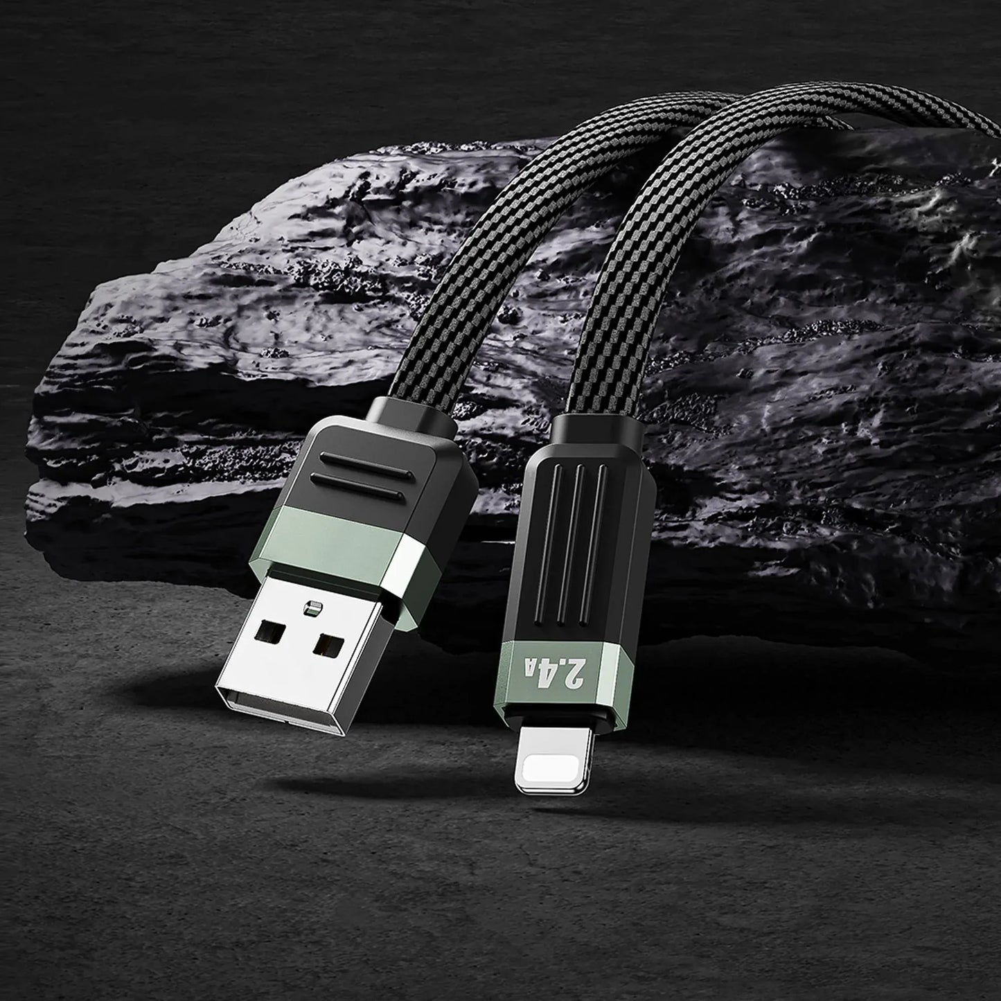 Cablu de Incarcare si Transfer de Date Timebox, USB la Lightning, 27W, 1m, Negru