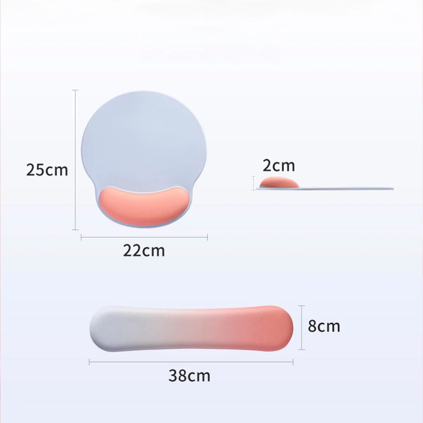 Mousepad ergonomic cu Spuma cu Memorie pentru sustinere incheietura mana cu Wrist Rest pentru mouse si tastatura, baza anti-derapanta, Roz, Albastru - 221.ro