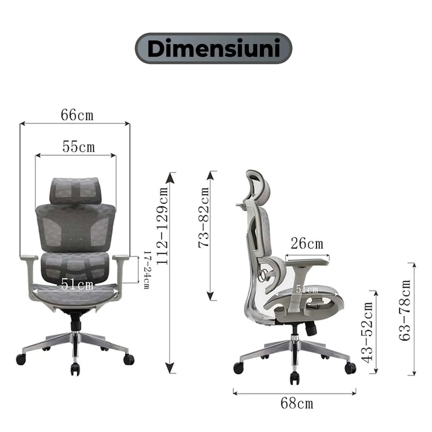 Scaun ergonomic Timebox, Reglare inaltime spatar in 6 pozitii 150°, Cotiere 5D, Plasa Mesh, Profil lombar flexibil, Spatar si Baza din aluminiu durabil, pana la 150 kg, Negru - 221.ro