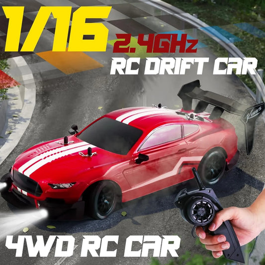 Masina cu telecomanda RC Timebox, 30km/h, 1:16, 4x4, Drift car, lumini LED, Rosu