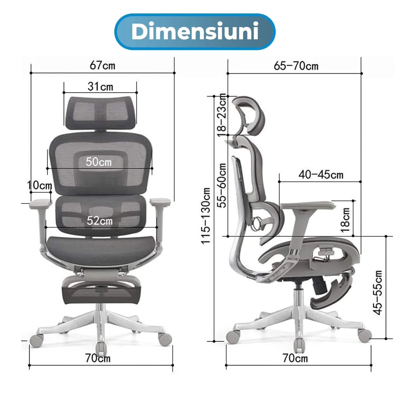 Scaun ergonomic Timebox, Reglare inaltime, spatar in 6 pozitii 150°, Cotiere 4D, Plasa Mesh, Profil lombar flexibil, Suport Picioare, Baza din aluminiu durabil, pana la 150 kg, Negru - 221.ro