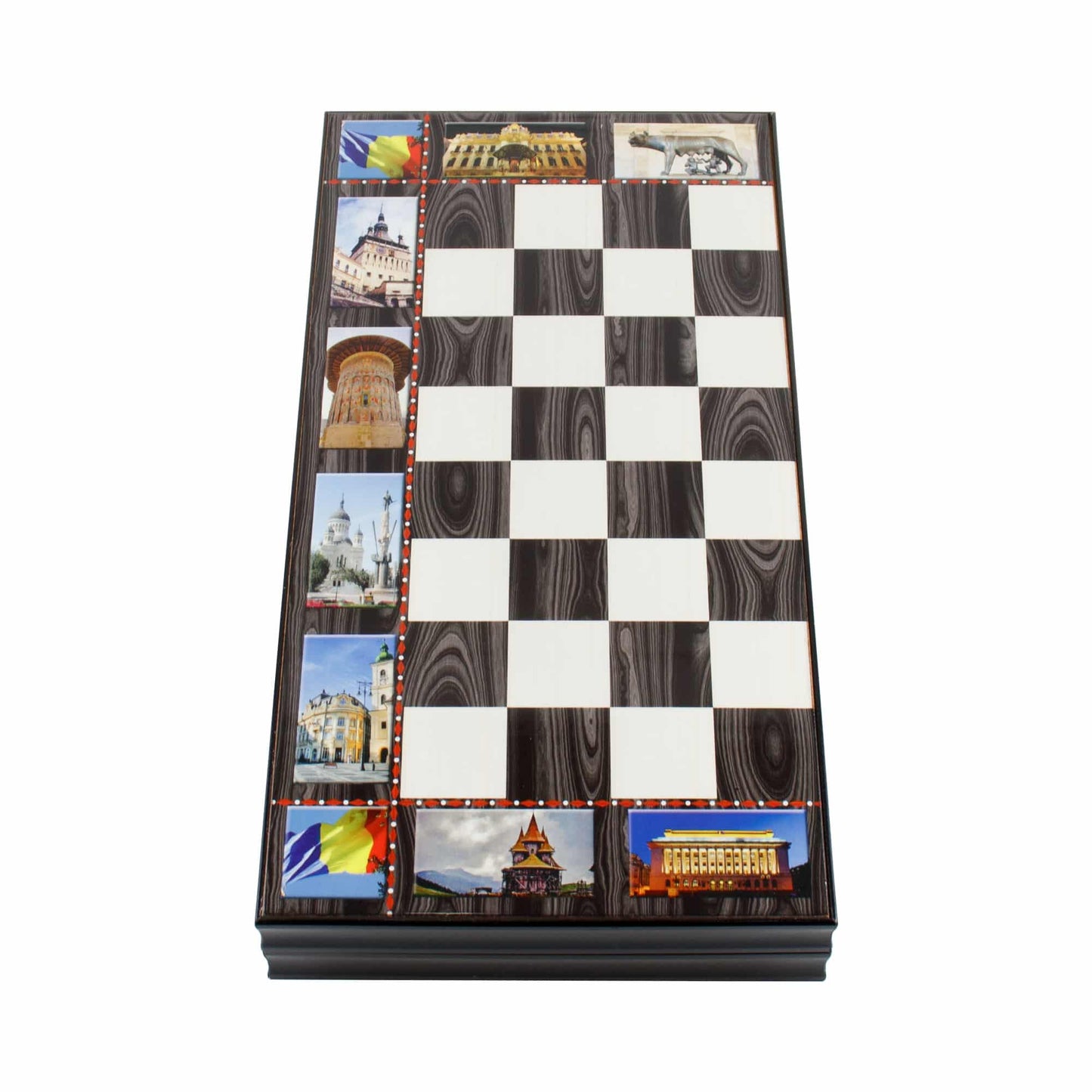 Joc de table din lemn lacuit cu peisaje 50x50 cm / 986