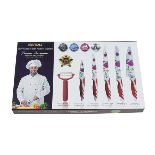 Set cutite bucatarie 6 piese cu invelis ceramic / 4543