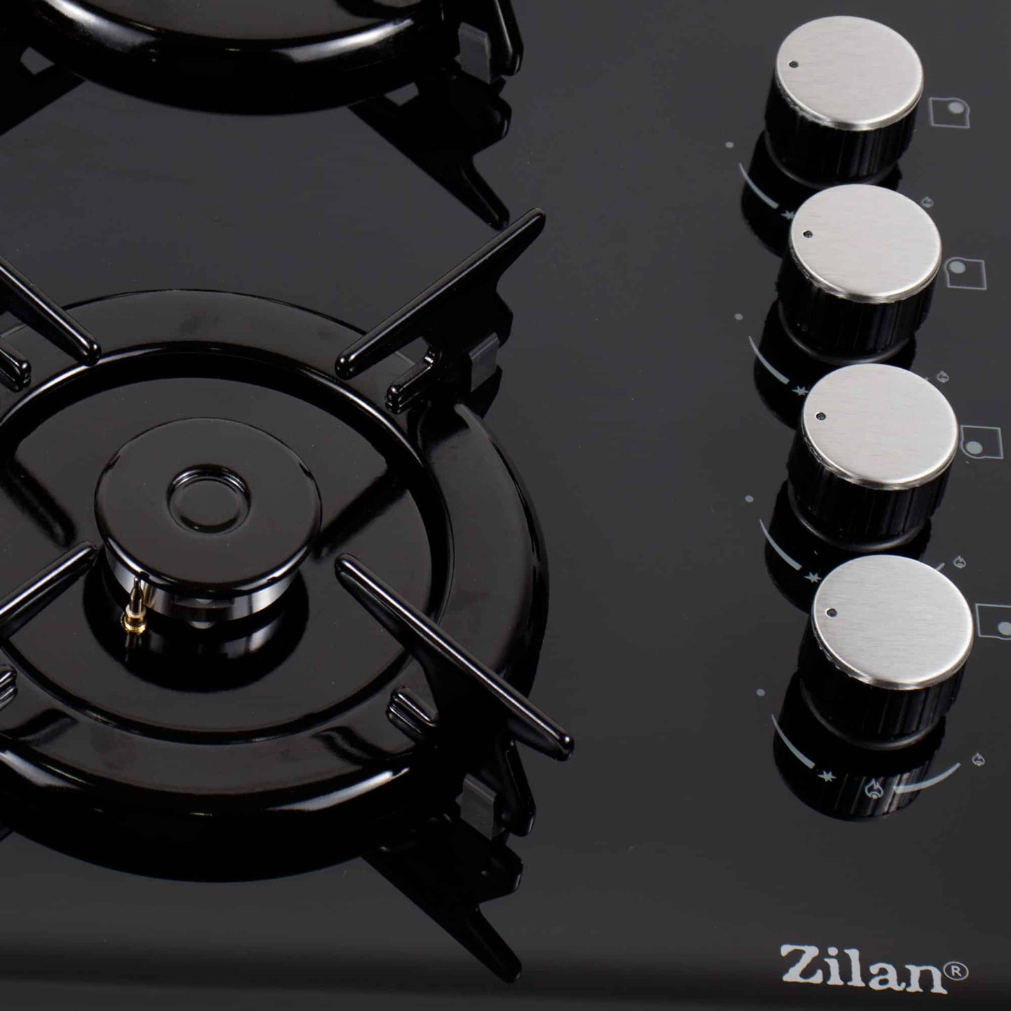 Plita incorporabila, gaz GPL sau natural cu 4 ochiuri, aprindere electrica, sticla, negru / ZLN 0058