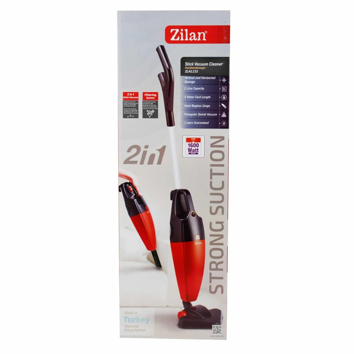 Aspirator vertical putere 800 W, fara sac, recipient de 2L, rosu Zilan / ZLN1235_3 - 221.ro