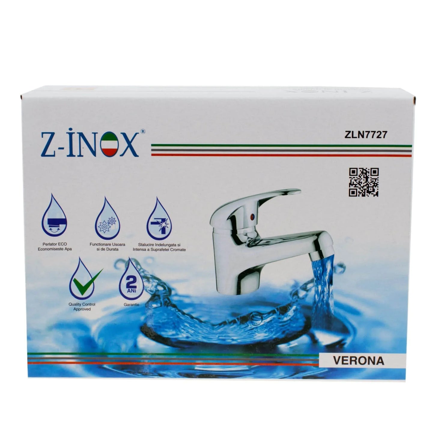 Baterie lavoar baie, inox, Zilan, monocomanda cu ventil, cartus ceramic 40 mm / ZLN 7727 - 221.ro