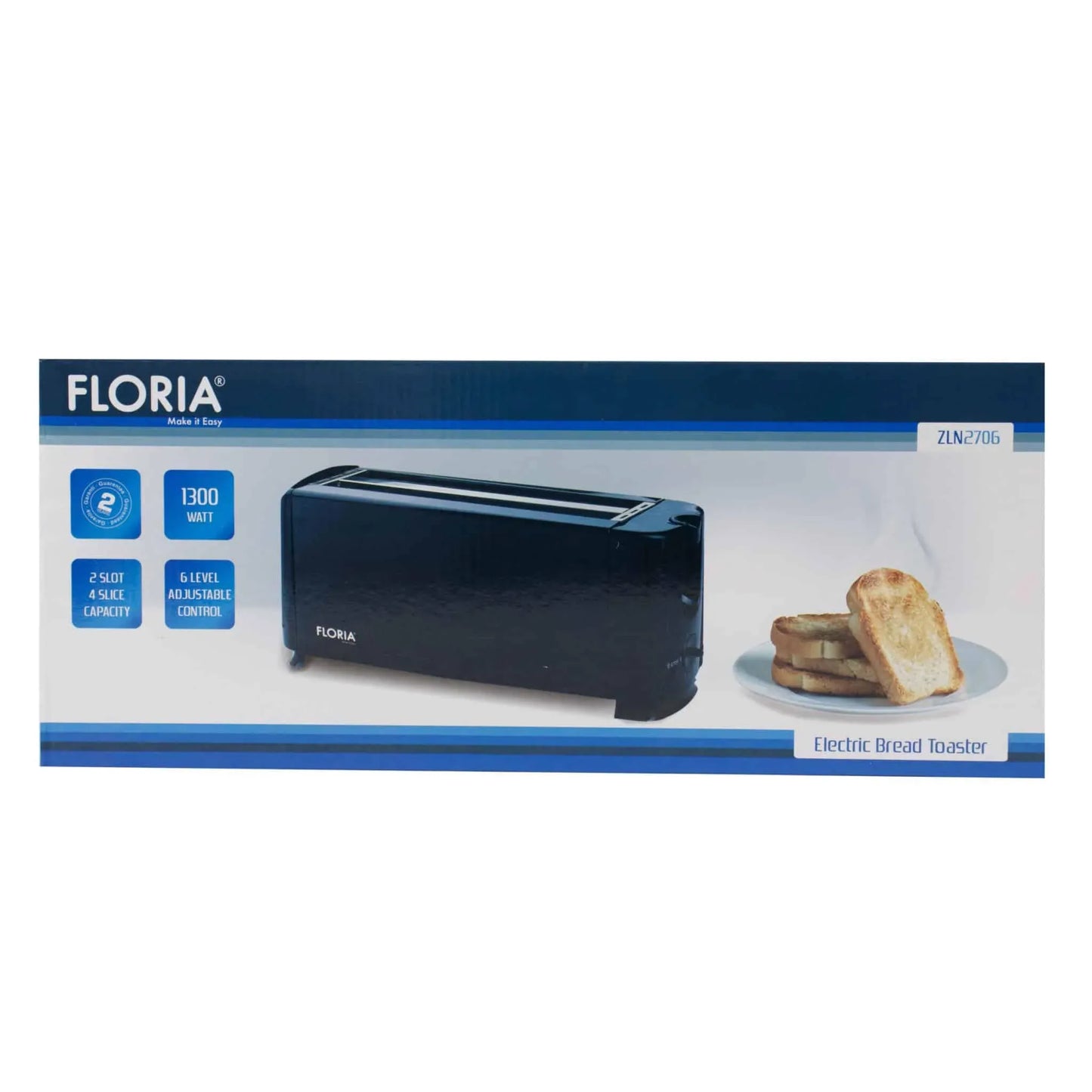 Prajitor de paine Floria, long slot, 4 felii, 1300 W, Negru / ZLN 2706 - 221.ro