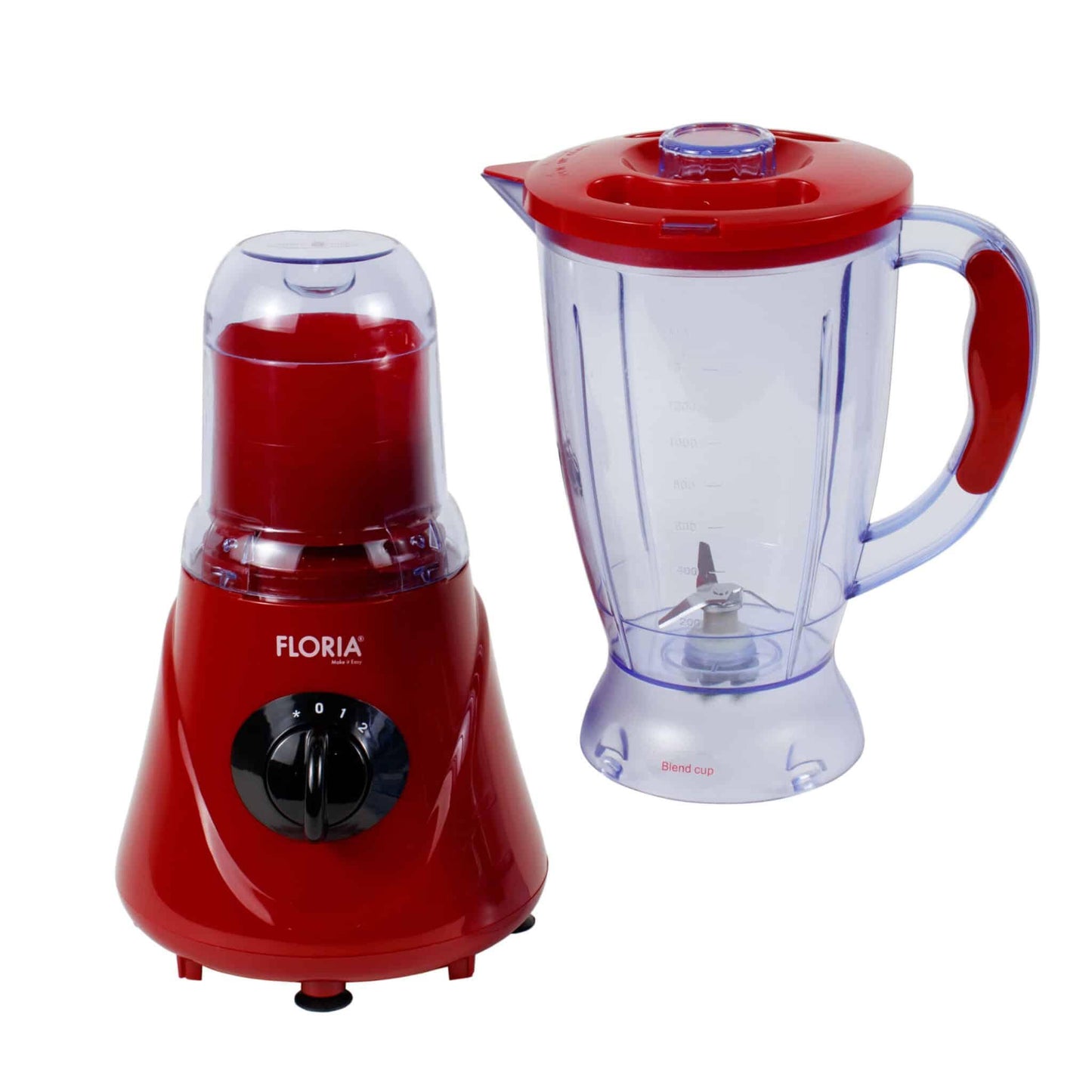Blender Floria, 2 in 1, Rasnita inclusa, 2 viteze+Pulse, 1.6L, Putere 300W, Rosu / ZLN 7917 - 221.ro