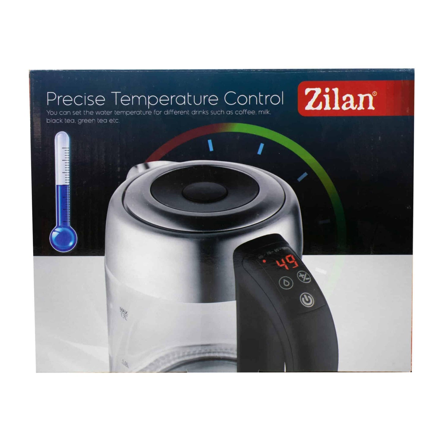 Cana fierbator electrica, Temperatura controlata digital, Iluminare apa led, capacitate 1.7L, putere 2200W / ZLN 3949 - 221.ro