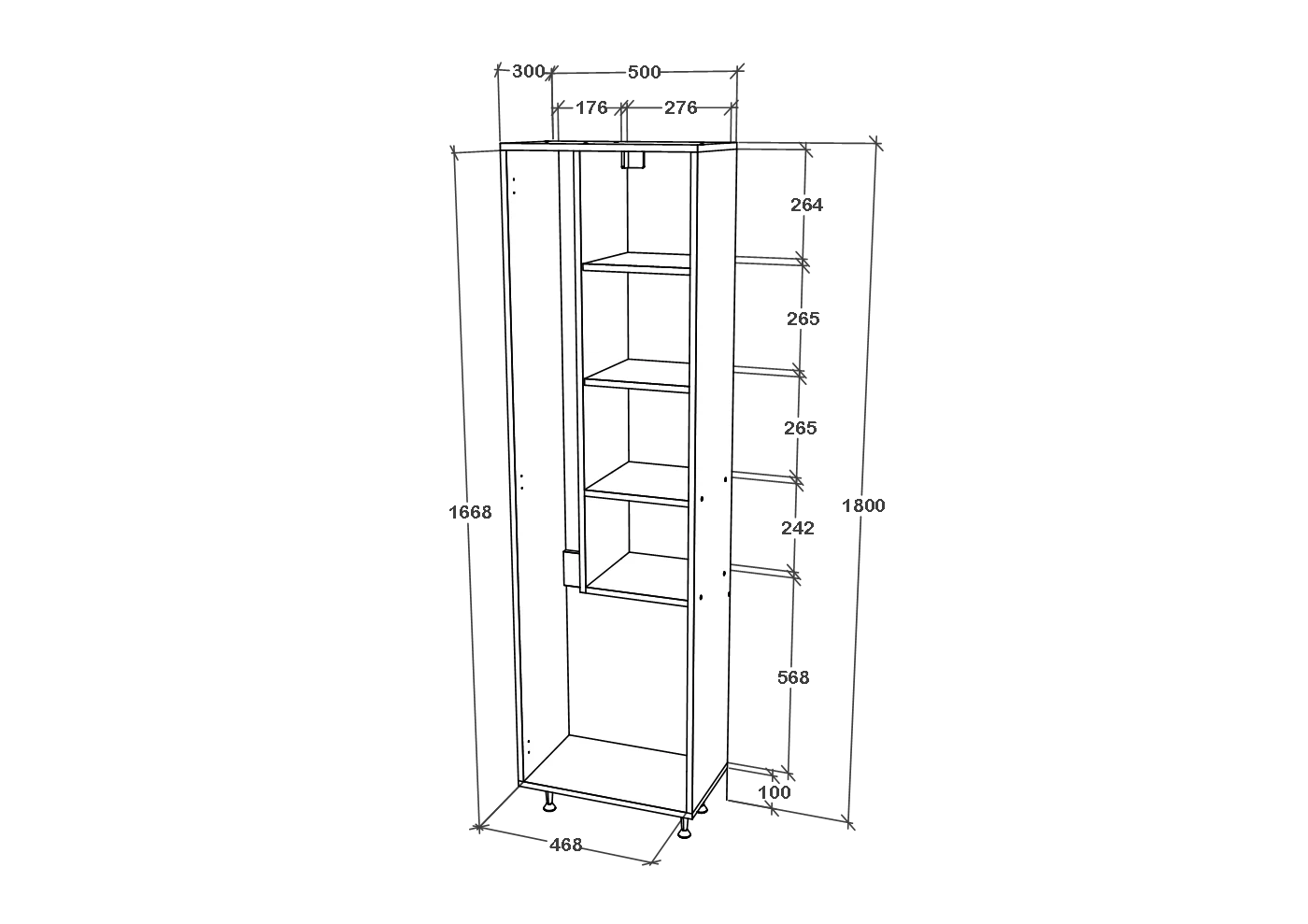Dulap Baie haaus Dax, 3 Usi, Alb, 50 x 32 x 180 cm