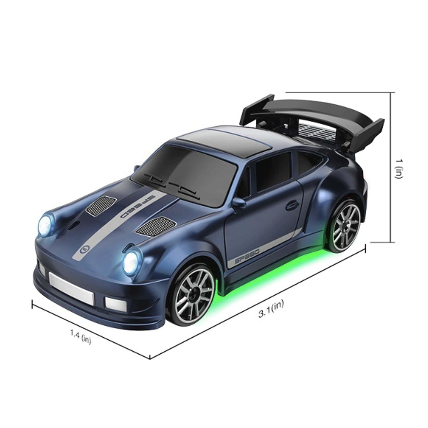Masina cu telecomanda RC, 1:64 drift car, 4x4 full proportional, Lumini LED, Viteza si drift pe masa, Incarcare USB, Telecomanda 2,4G, Copii 7-14 ani, Albastru inchis - 221.ro