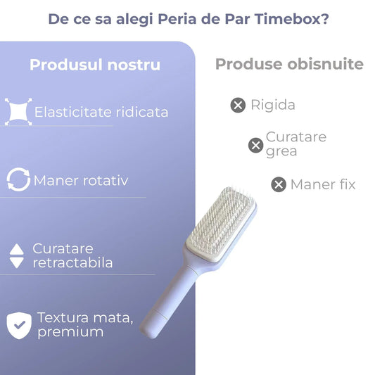 Perie de Par Rotativa Timebox, Curatare Retractabila, Dinti Elastici, Violet