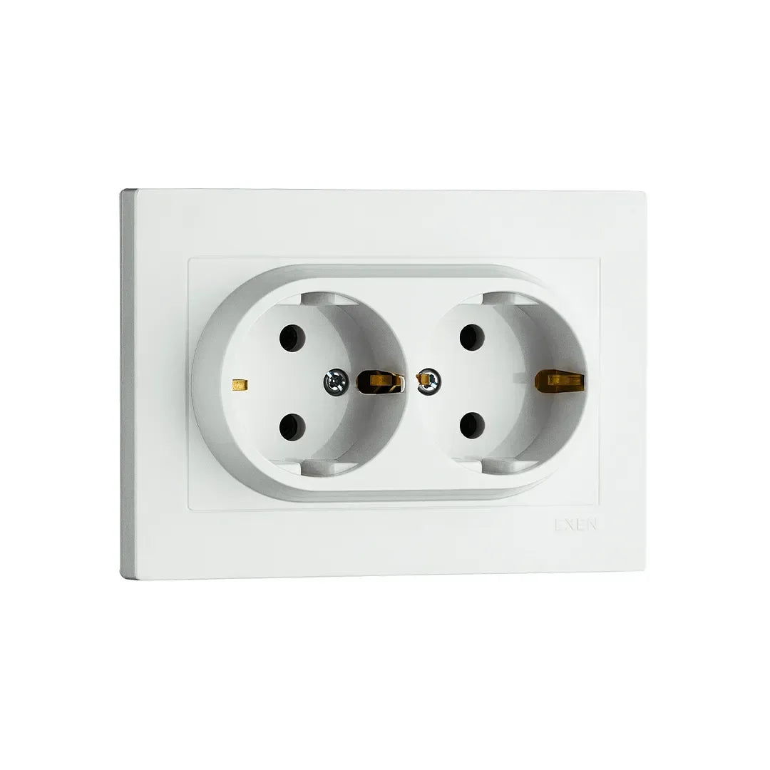 Priza dubla incastrata, 16A, 250V, SCHUKO EXEN alb / 200-010103-245 - 221.ro
