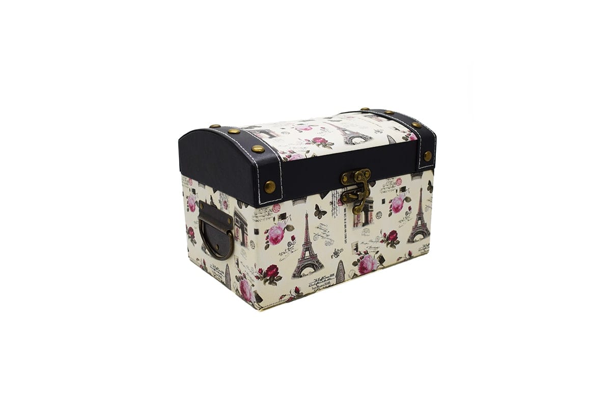 Cufar din piele ecologica cu imprimeu, Naimeed D47-2, 32 x 22,5 x 22,5 cm