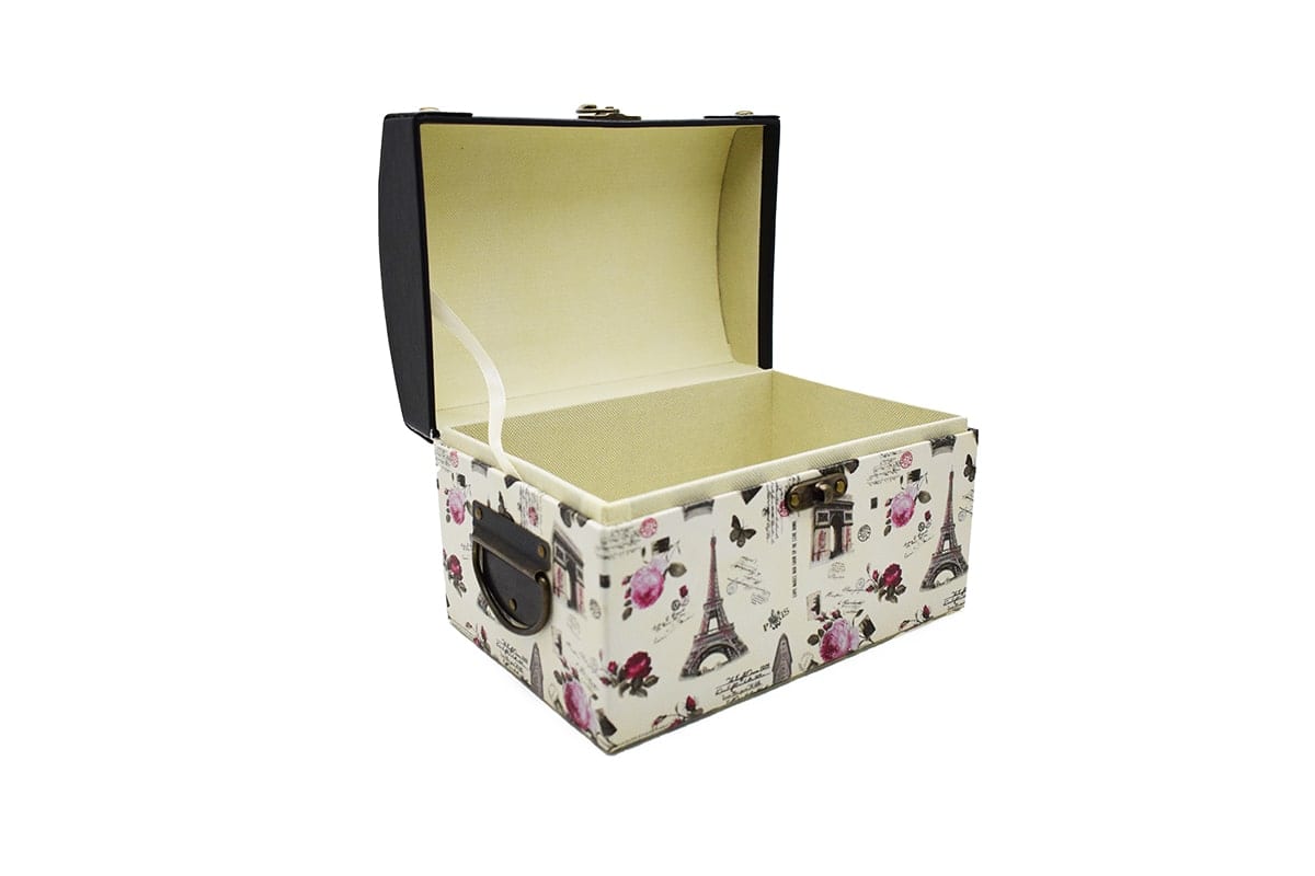 Cufar din piele ecologica cu imprimeu, Naimeed D47-2, 32 x 22,5 x 22,5 cm