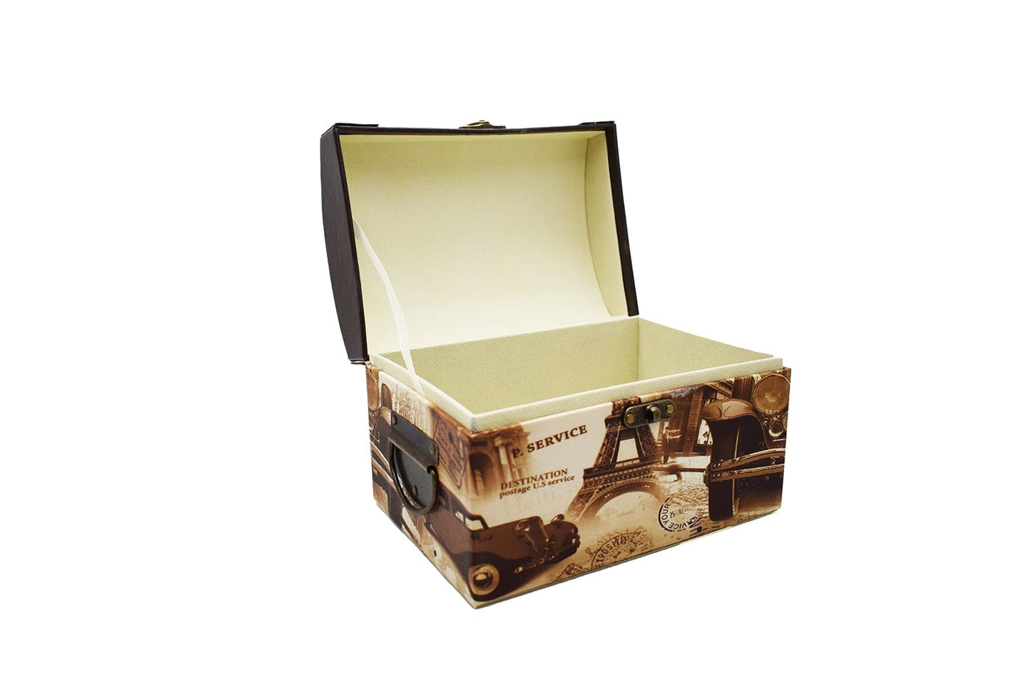 Cufar din piele ecologica cu imprimeu, Naimeed D47-2, 24 x 16,5 x 16,5 cm
