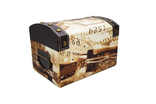 Cufar din piele ecologica cu imprimeu, Naimeed D47-2, 24 x 16,5 x 16,5 cm