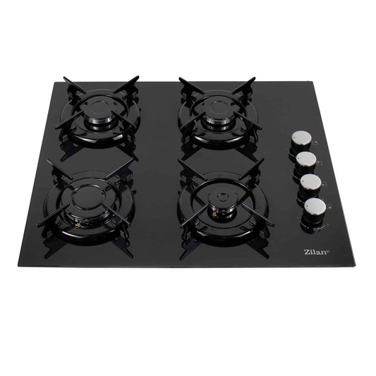 Pachet plita incorporabila (0058), gaz butelie sau gaz natural (duze de schimb incluse), 59x51 cm, aprindere electrica, sticla neagra si hota Incorporabila telescopica 2 motoare (3680), 2 x 95w / SET 30007