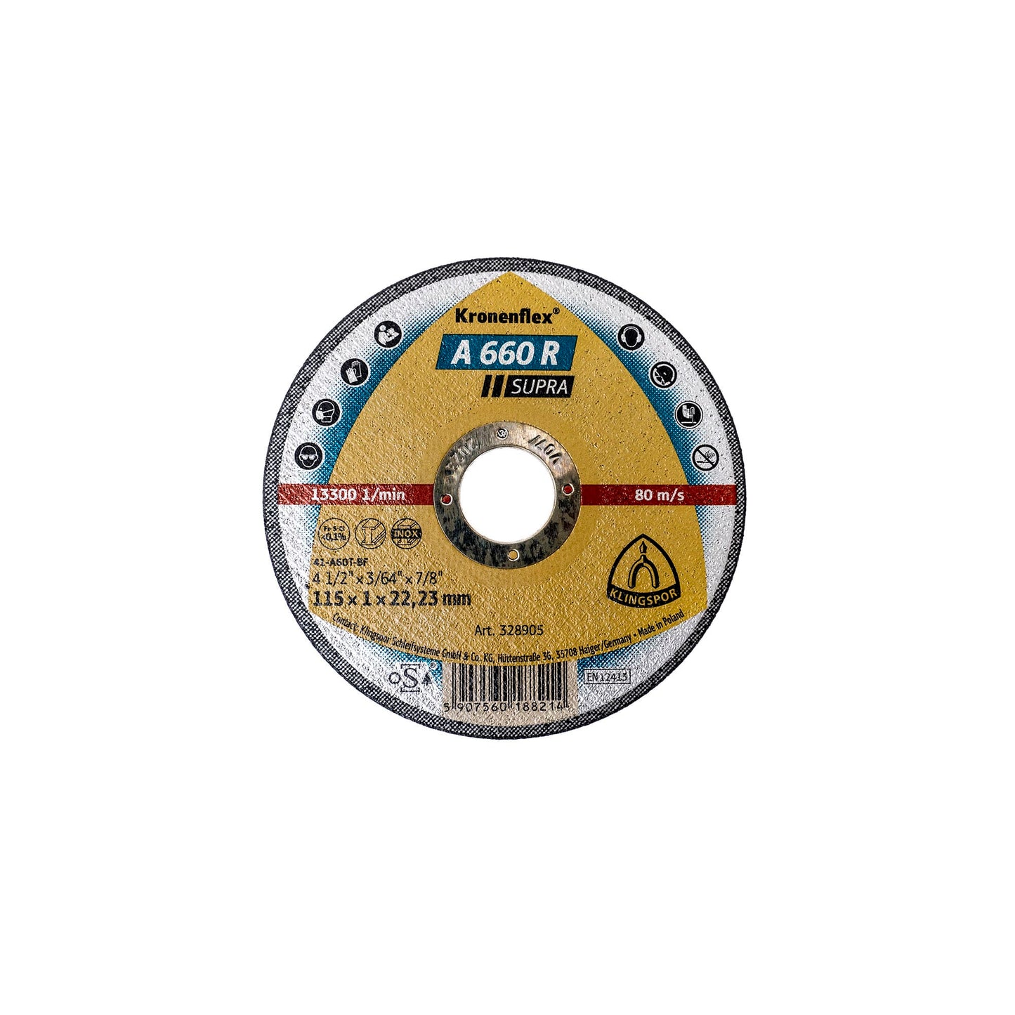 Disc debitare, Klingspor A 660 R Supra, 115 x 22.23 x 1 mm / EXT 328905