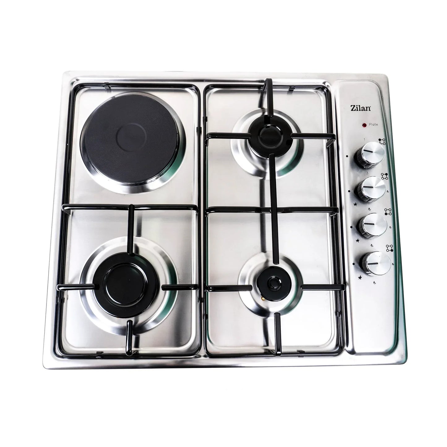 Pachet plita incorporabila inox (1918), 60x50x6 cm, gaz butelie sau gaz natural (duze de schimb incluse), hota 1 motor, putere 140W (1895), 60X50 / SET 30031 - 221.ro