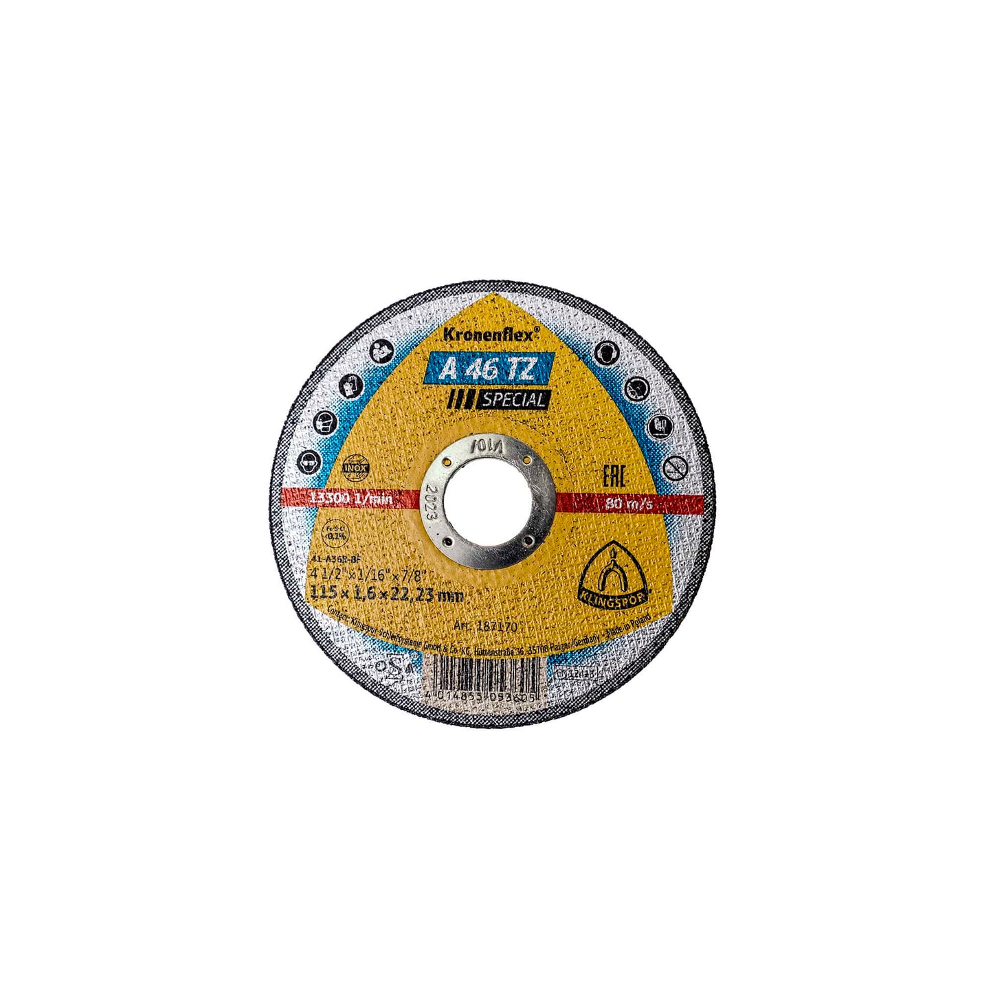 Disc debitare inox, Klingspor A 46 TZ Special, 115 x 1.6 x 22.23 mm / EXT 187170