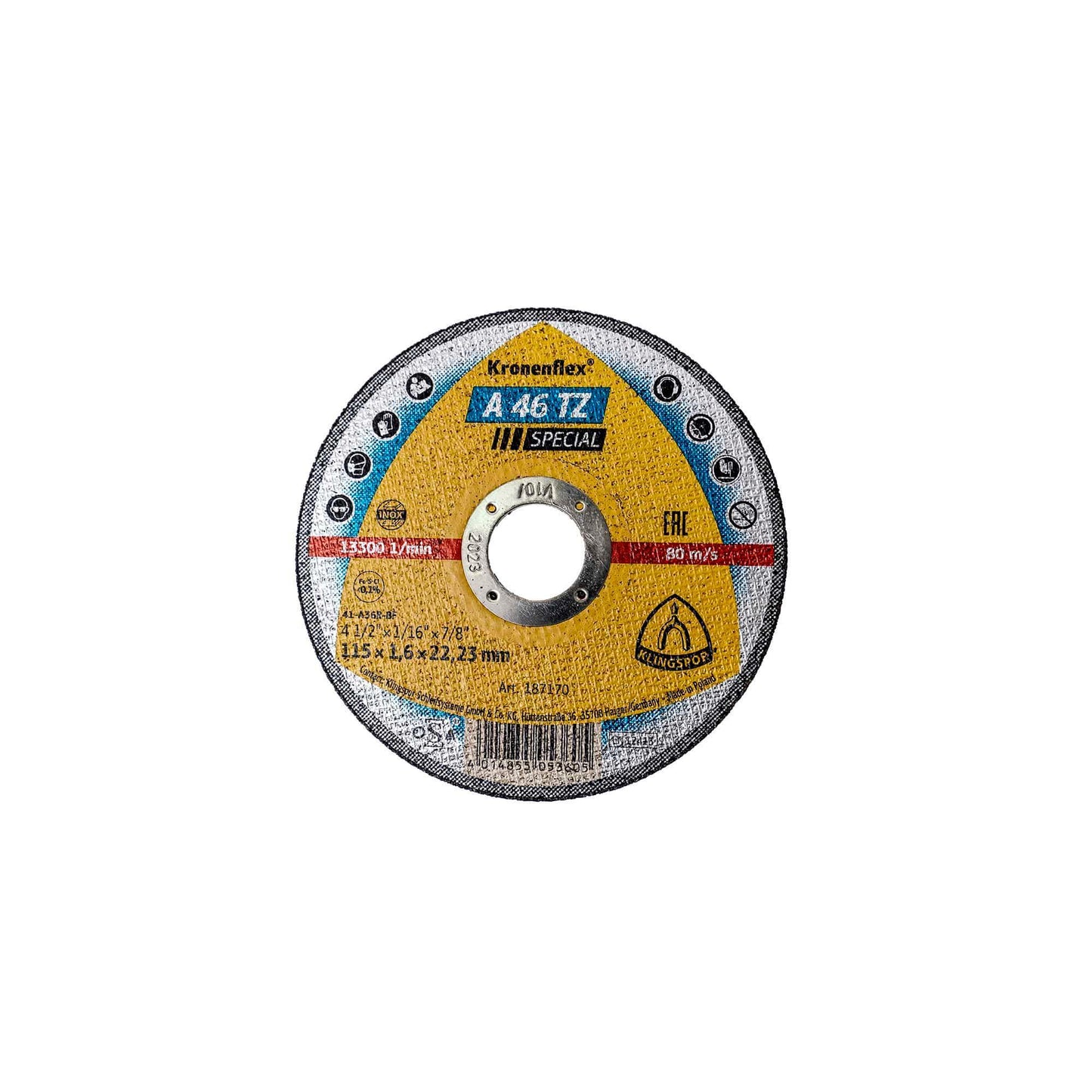 Disc debitare inox, Klingspor A 46 TZ Special, 115 x 1.6 x 22.23 mm / EXT 187170 - 221.ro