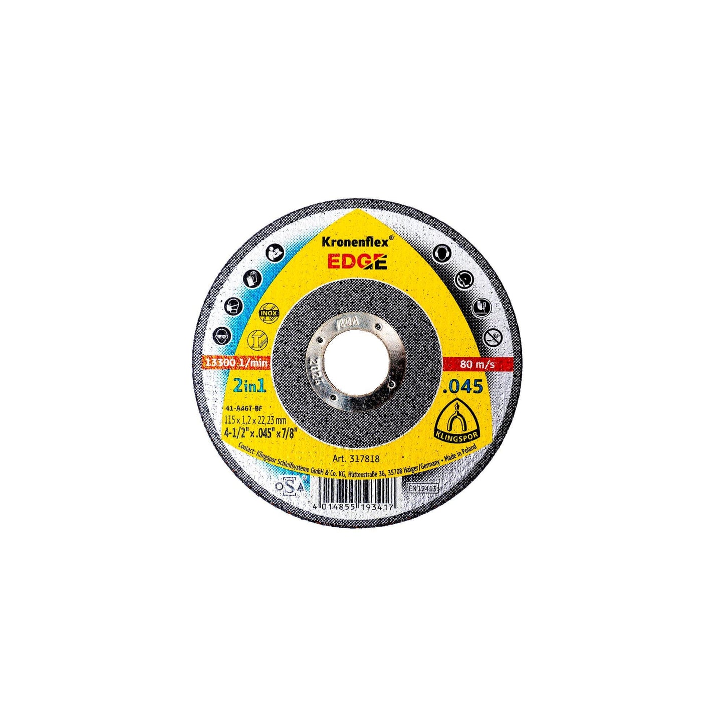 Disc de polizare Klingspor, EDGE, 115x1.2x22.23mm / EXT 317818 - 221.ro