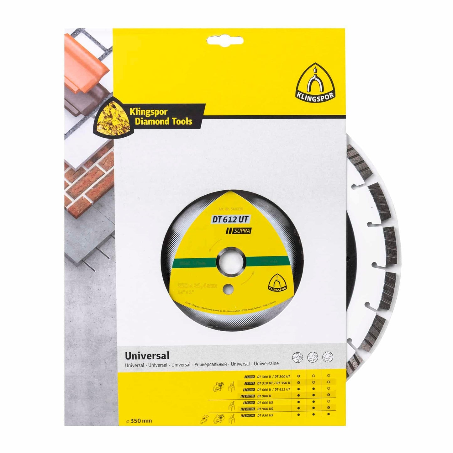 Disc diamantat de debitare Klingspor DT 612 UT turbo 350 x 25.4mm / EXT 340230 - 221.ro