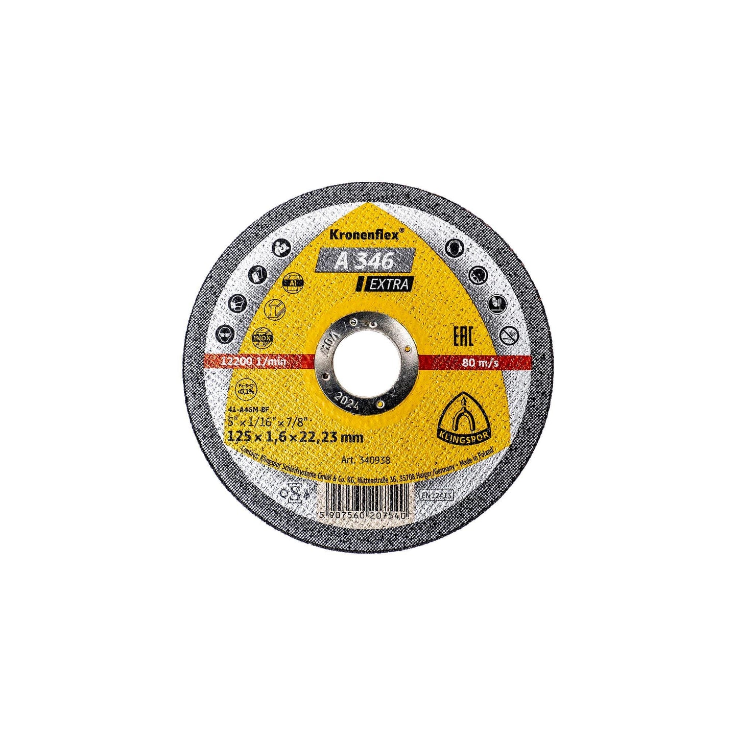 Disc debitare inox si Metal, Klingspor A 346 Extra, 125 x1.6x22.23 mm / EXT 340938 - 221.ro