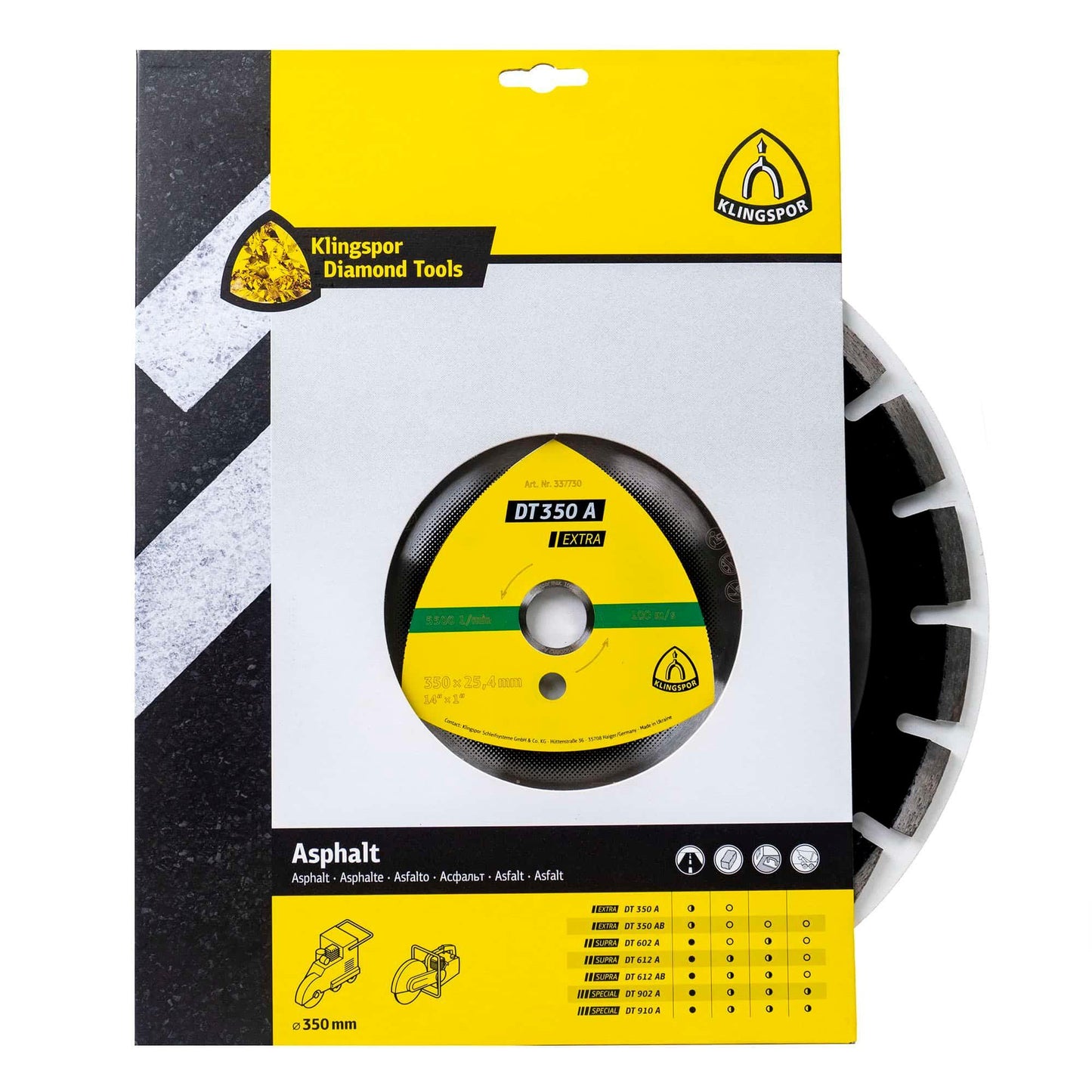 Disc diamantat de debitare Klingspor DT 350A Extra, 350x25.4mm, 21segmenti / EXT 337730 - 221.ro